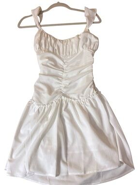 Peppermayo White Ruched Graduation Mini Dress